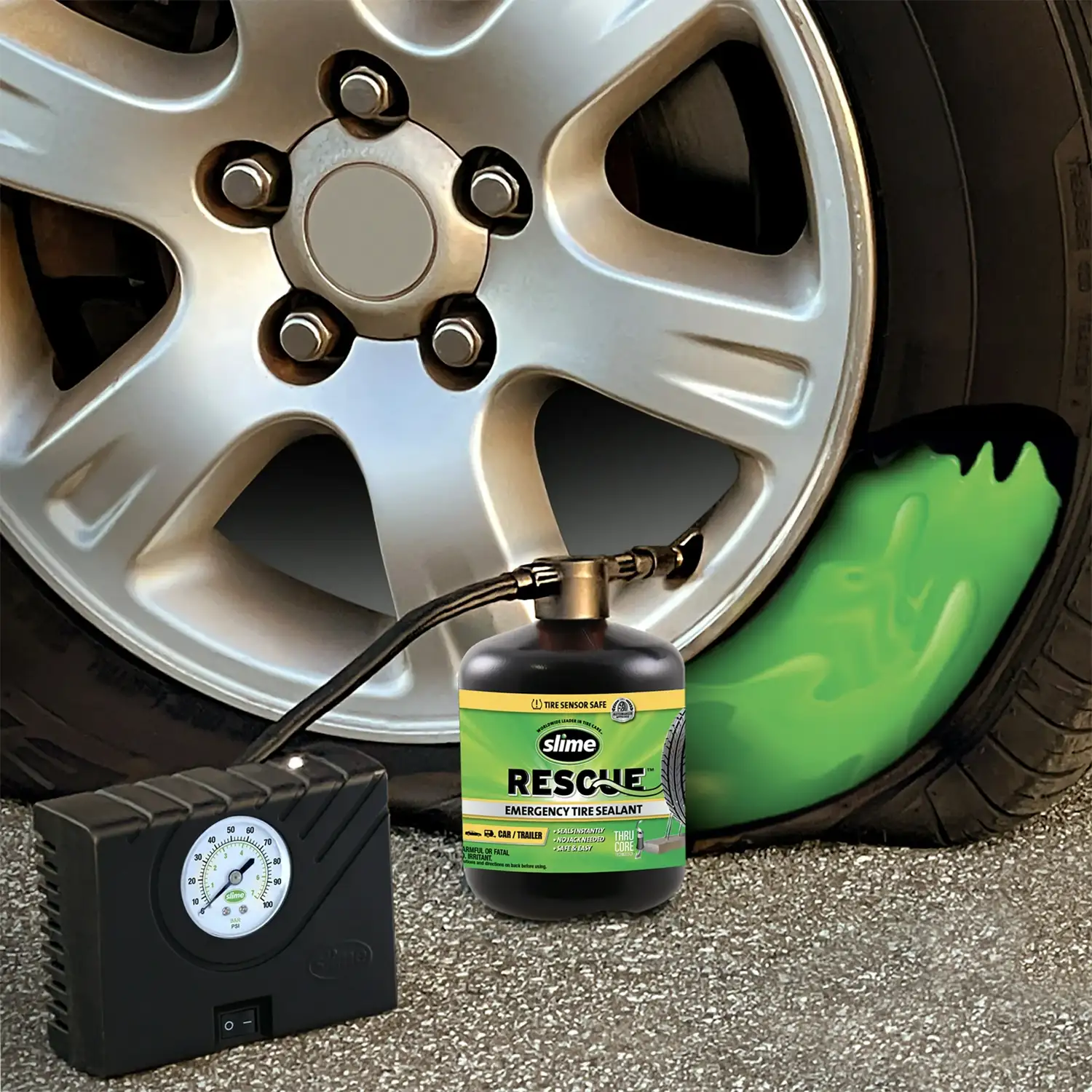 Slime Emergency Roadside Kit with Tire Inflator, Jumper Cables and Tire Sealant - Image 2