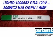 PAT/USHIO 1000652 GDA 120V Ã¢â‚¬â€œ 500WC2 HALOGEN LAMP