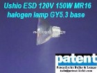 PAT/Ushio ESD 120V 150W MR16 halogen lamp GY5.3 base